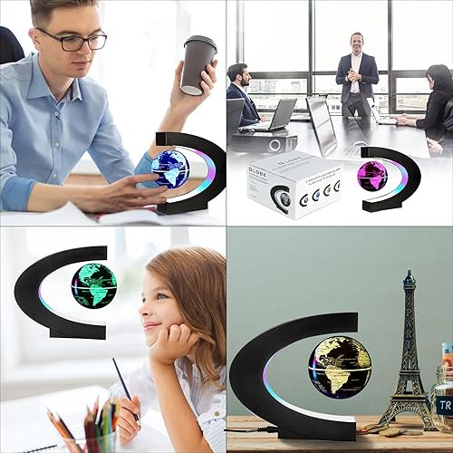 Miniatura 5 de Gresus Globo flotante de levitación magnética multicolor cambiante, mapa del mundo, globo flotante con luces LED, grandes padres, estudiantes,