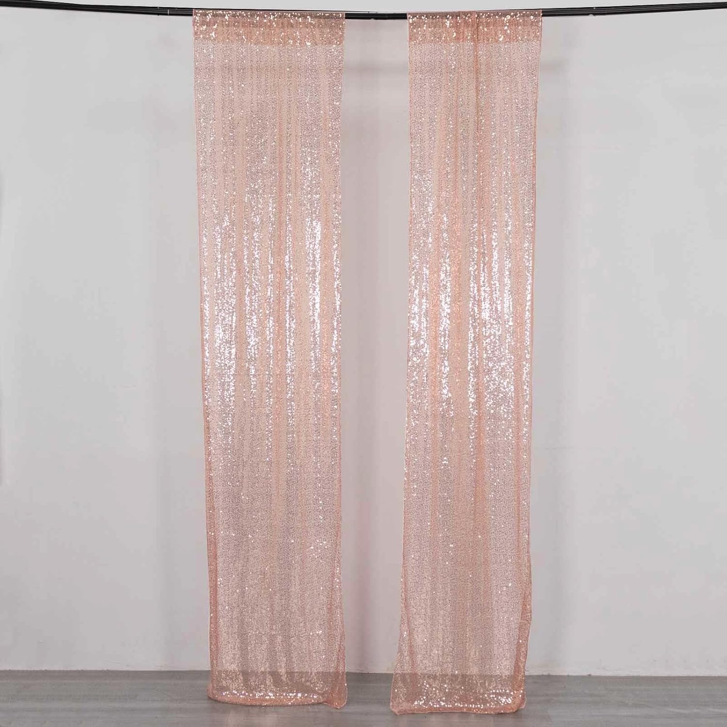 Balsa Circle 2 Blush Panels 8x2 feet Sequin Backdrop Curtains with Rod Pockets Wedding Ceremony Reception Event Party Photo Booth Windows