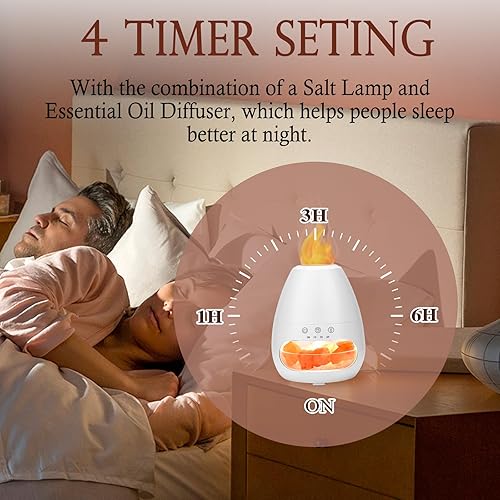 Miniatura 6 de Difusor de lámpara de sal, difusor de aroma de llama, difusor de aceite esencial, 6.8 fl oz, difusor de niebla fría, humidificador 3 en 1, difusor