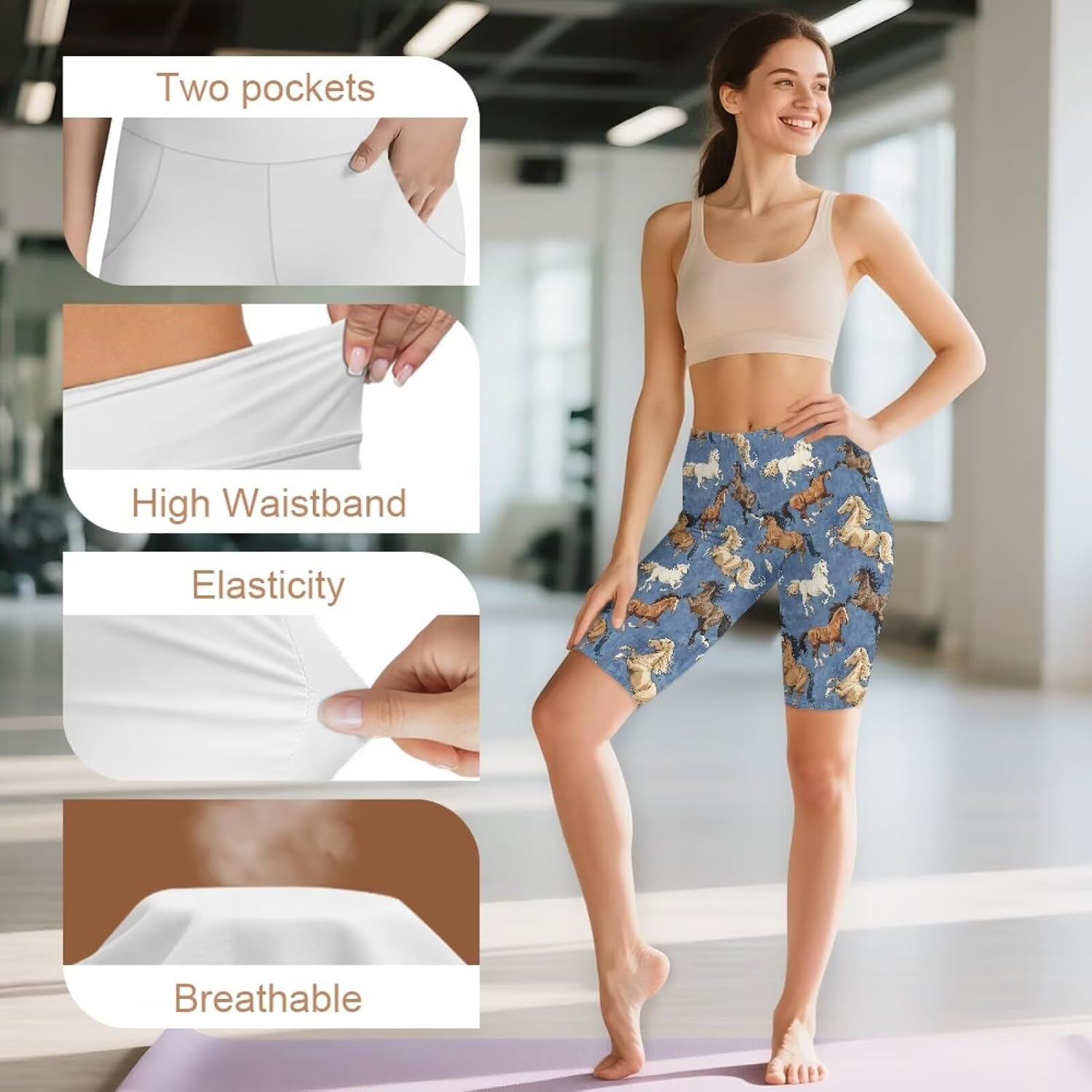Women's Biker Shorts with Pockets High Waist Tummy Control Workout Running Volleyball Spandex Yoga Shorts Plus Size