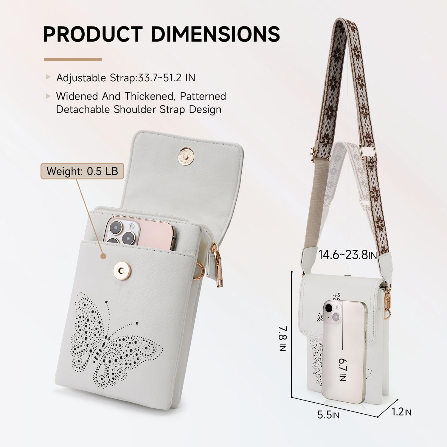 Leather Small Crossbody Bags for Women Trendy Cell Phone Bag Wallet Purses Butterfly Design - Image 4
