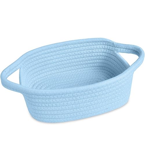 Miniatura 15 de ABenkle Cesta de almacenamiento pequeña, mini canasta, lindas cestas tejidas de cuerda de algodón, cubo decorativo bohemio para perros y gatos