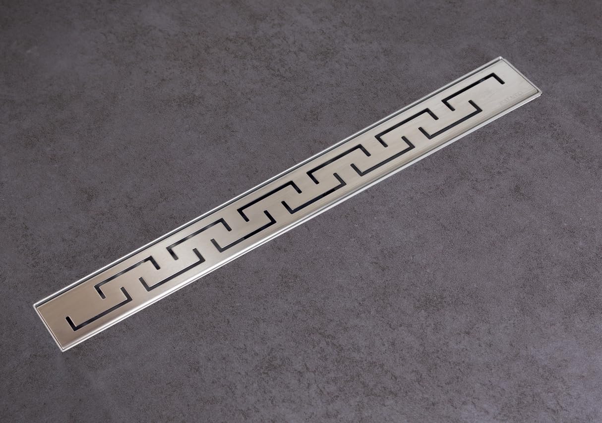 AQUAUNO - Canaleta de ducha de acero inoxidable de 90 cm – Desagüe lineal de acero inoxidable AISI 304 con cubierta de acero inoxidable, tapón de olor extraíble para la ducha en el suelo