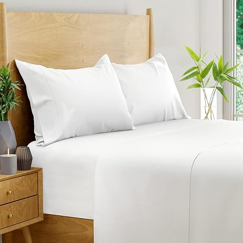 Miniatura 7 de BAMPURE - Juego de sábanas de 100 % viscosa de bambú, refrescantes, suaves, bolsillo profundo de hasta 16 pulgadas, 1 sábana encimera, 1 sábana