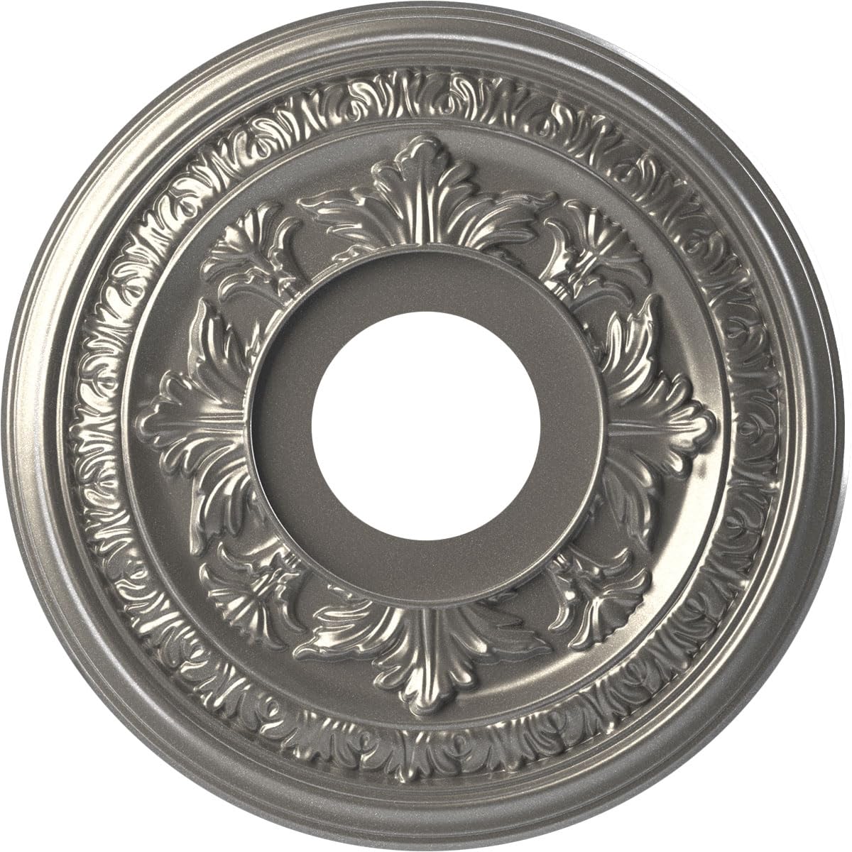 Ekena Millwork 13"OD x 3 1/2"ID x 3/4"P Baltimore Thermoformed PVC Ceiling Medallion (Fits Canopies up to 5 1/4"), Aged Dark Steel