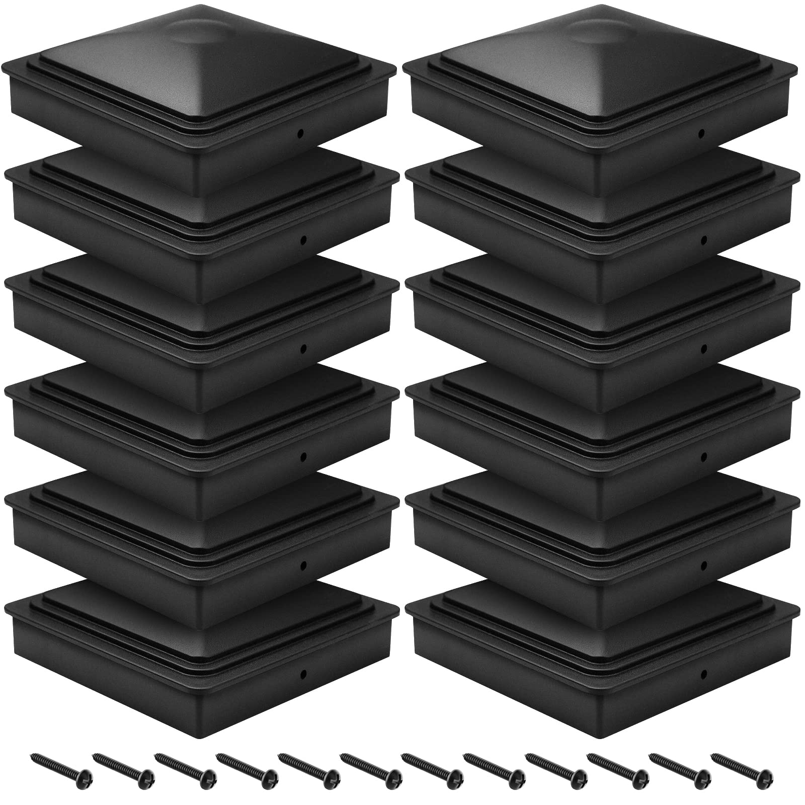 Bonna Tappi Per Pali 7 X 7 Cm, 24 Pezzi, Tappi Di Copertura In Plastica Per Pali Di Recinzione Con Viti, Colore Nero (24 Pezzi