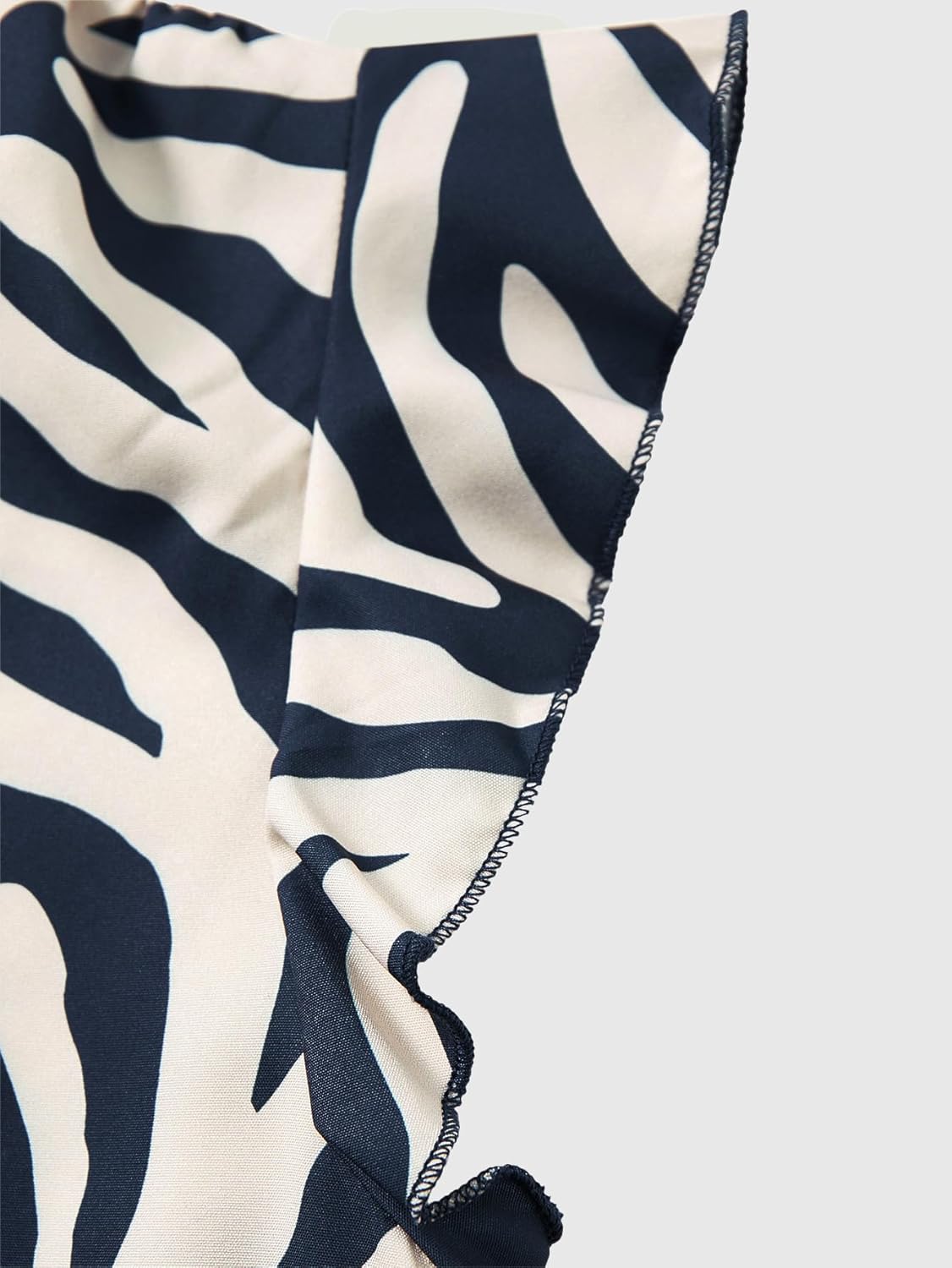 Women's Ruffle Sleeve Zebra Striped Shirt Summer Button Front V Neck Dressy Casual Blouses - Image 5