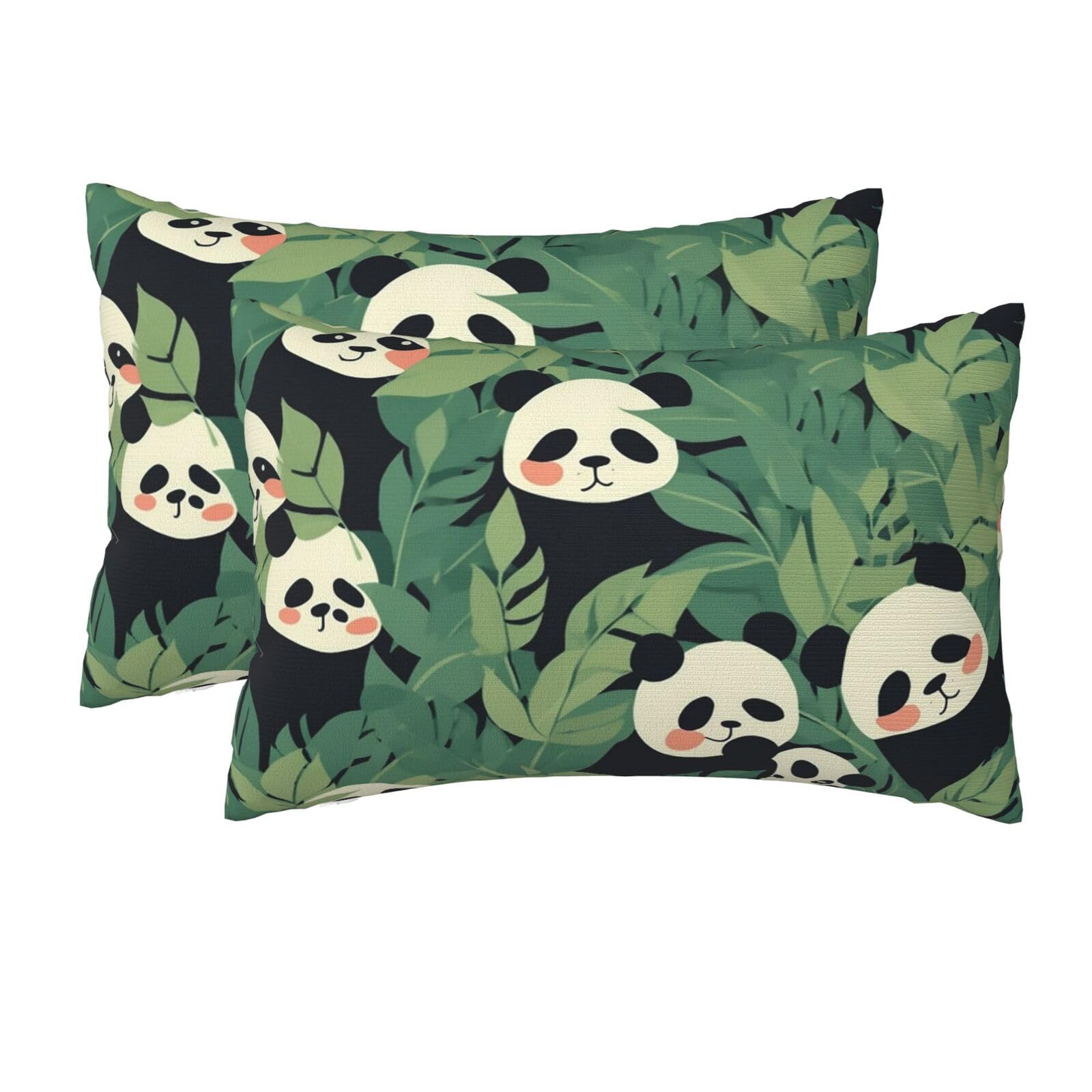 2 Pack Queen Size Pillow Cases for Hair and Skin Soft Breathable Pillow Case Covers with Hidden Zipper Leaves Panda Pillowcase 20x30 Inches Pillow Cover for Sleeping Gift