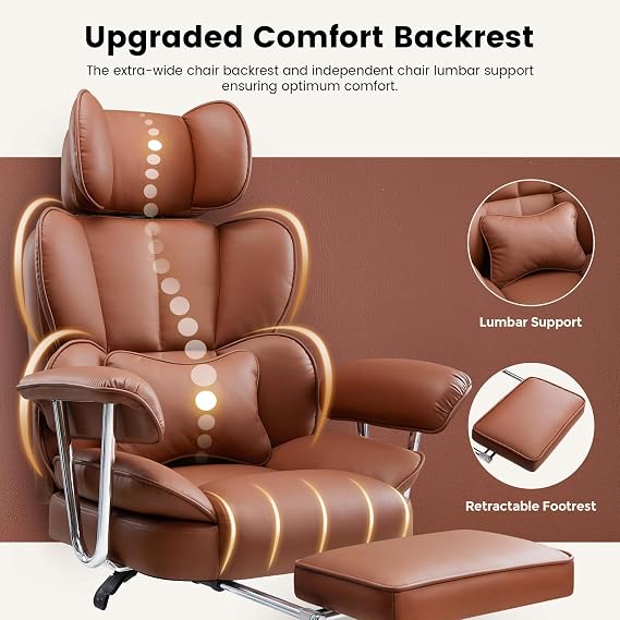 IWMH Office Chair Ergonomic with Footrest PU Leather Executive Chair 200 kg