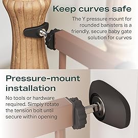 Cumbor 29.7-57 Extra Wide Baby Gate for Stairs, Mom\'s Choice Awards Winner-Dog Gate for Doorways, Pressure Mounted Walk Through Safety Child Gate for Kids Toddler, Tall Pet Puppy Fence Gate, Brown