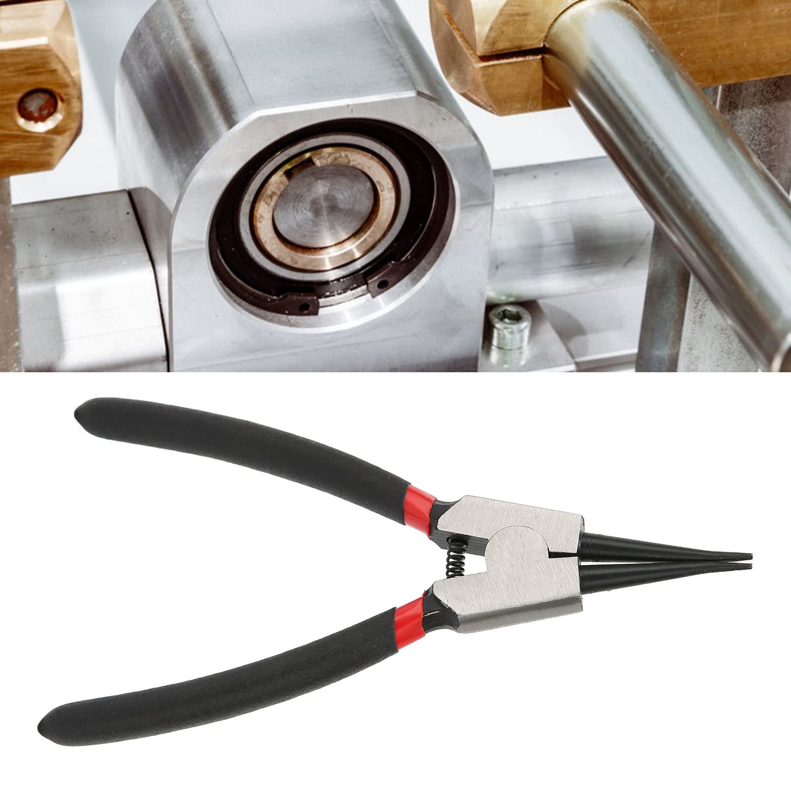 External Straight Circlip Pliers, Carbon Steel Straight External Snap Ring Pliers Rubber Multifunctional Ring Retaining Pliers for Ring Remover Retaining