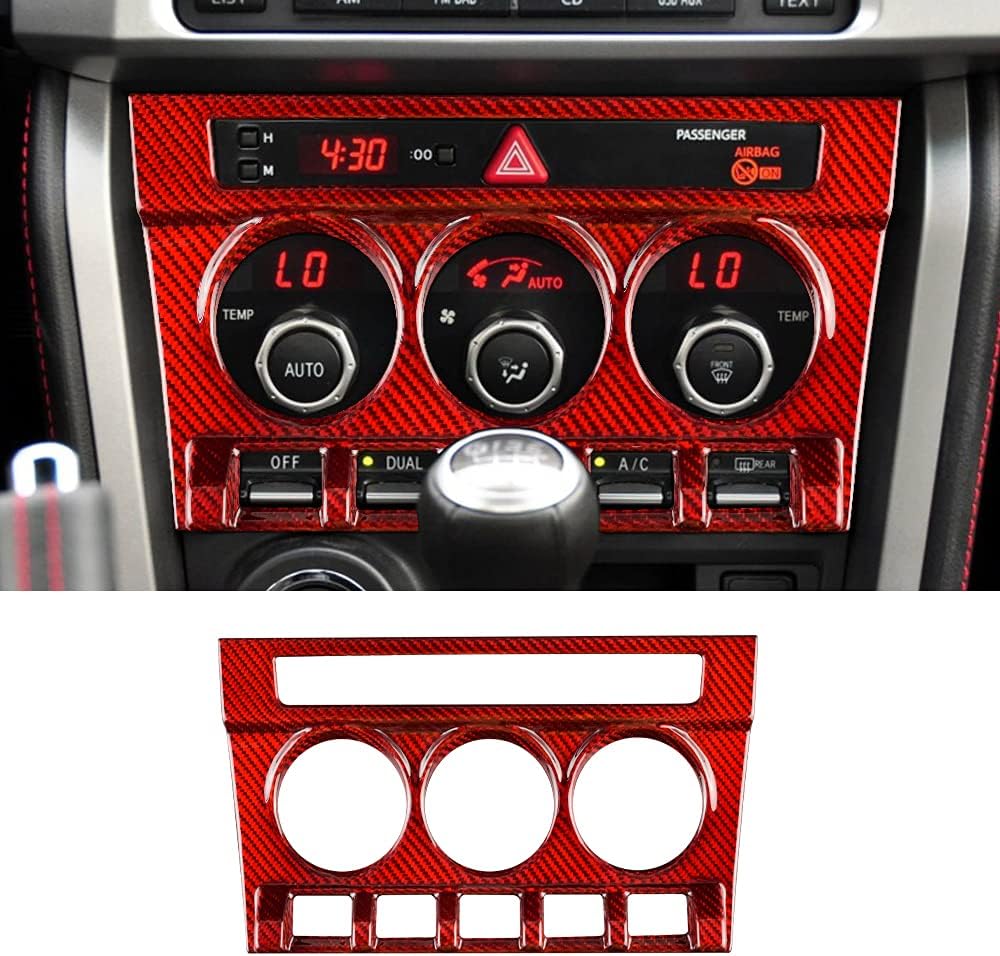 AIRSPEED Auto Consoles Cover Carbon Fiber Central AC Warning Light Switch Panel Central Multimedia Cover Sticker for Subaru BRZ Toyota 86 2013-2020, Black