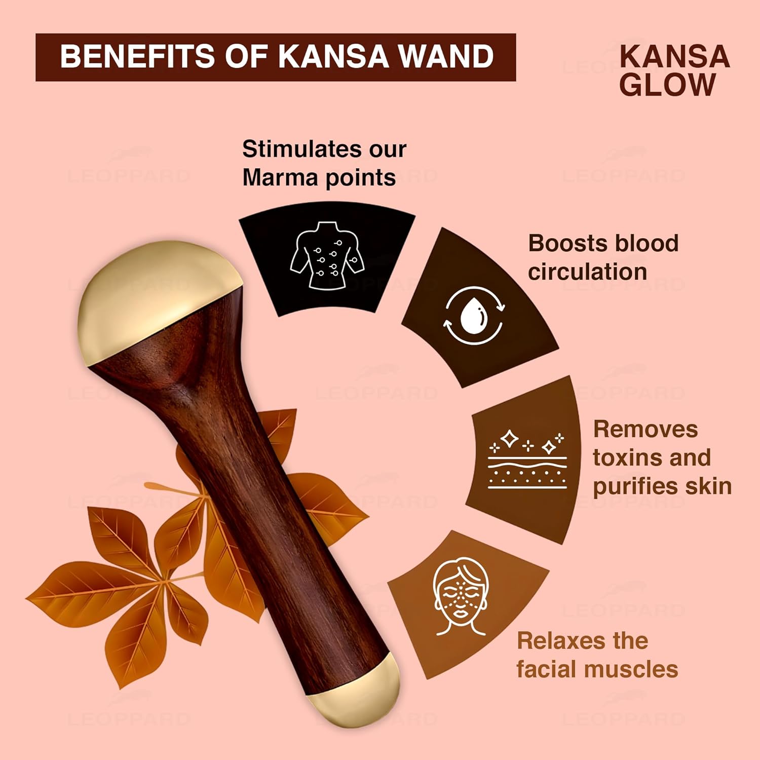 Leopard Kansa Wand Facial Massage - 3in1 kansa wand for face, body and foot masaer with double sides cap and Kumkumdi Telum Face Oil, Ancient Indian Yoga Beauty tool for detoxification Leopard Kansa Wand Facial Massage - 3in1 kansa wand for face, body and foot masaer with double sides cap and Kumkumdi Telum Face Oil, Ancient Indian Yoga Beauty tool for detoxification