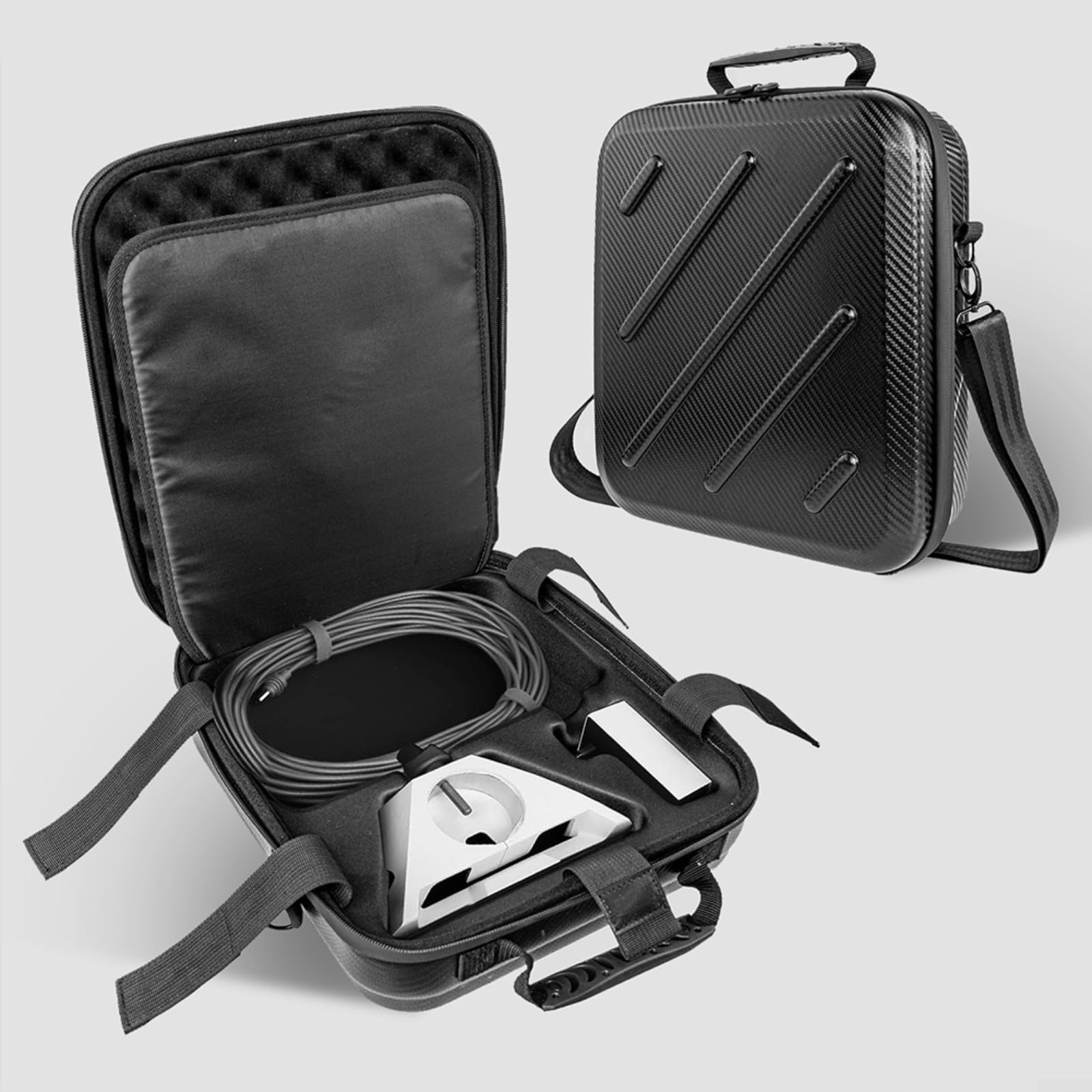 Funda protectora rígida para Mini, caja de almacenamiento de poliuretano EVA con correa para el hombro, organizador a prueba de golpes para antena parabólica y accesorios, negro