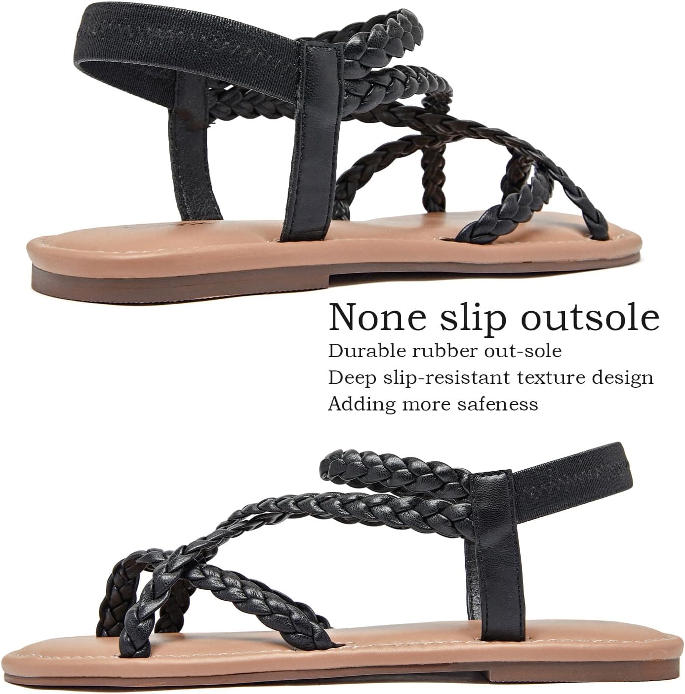 Luoika Women's Wide Width Flat Sandals, Flip Flop Casual Strapy Sandals Slip on Summer Beach Shoes for Women. - Image 6