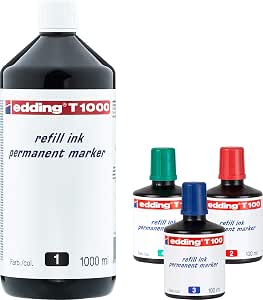 edding T100 Permanent Marker Refill Ink – Contents: 1000 ml Black – 100 ...