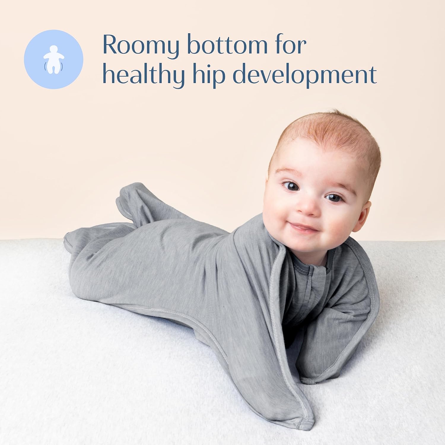 SleepingBaby Zipadee-Zip Transition Swaddle - Cozy Baby Swaddling Blanket with Zipper Convenience - Roomy Wearable Blanket for Easy Diaper Changes - 3-6 Month - Hall of Fame Grey Heather thumbnail
