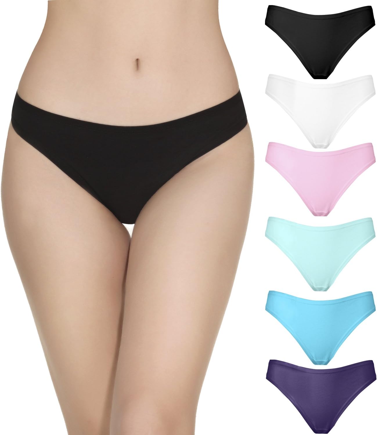 6 Pack 100% Cotton Women's Thong Panties Lady G-String Underwear Women