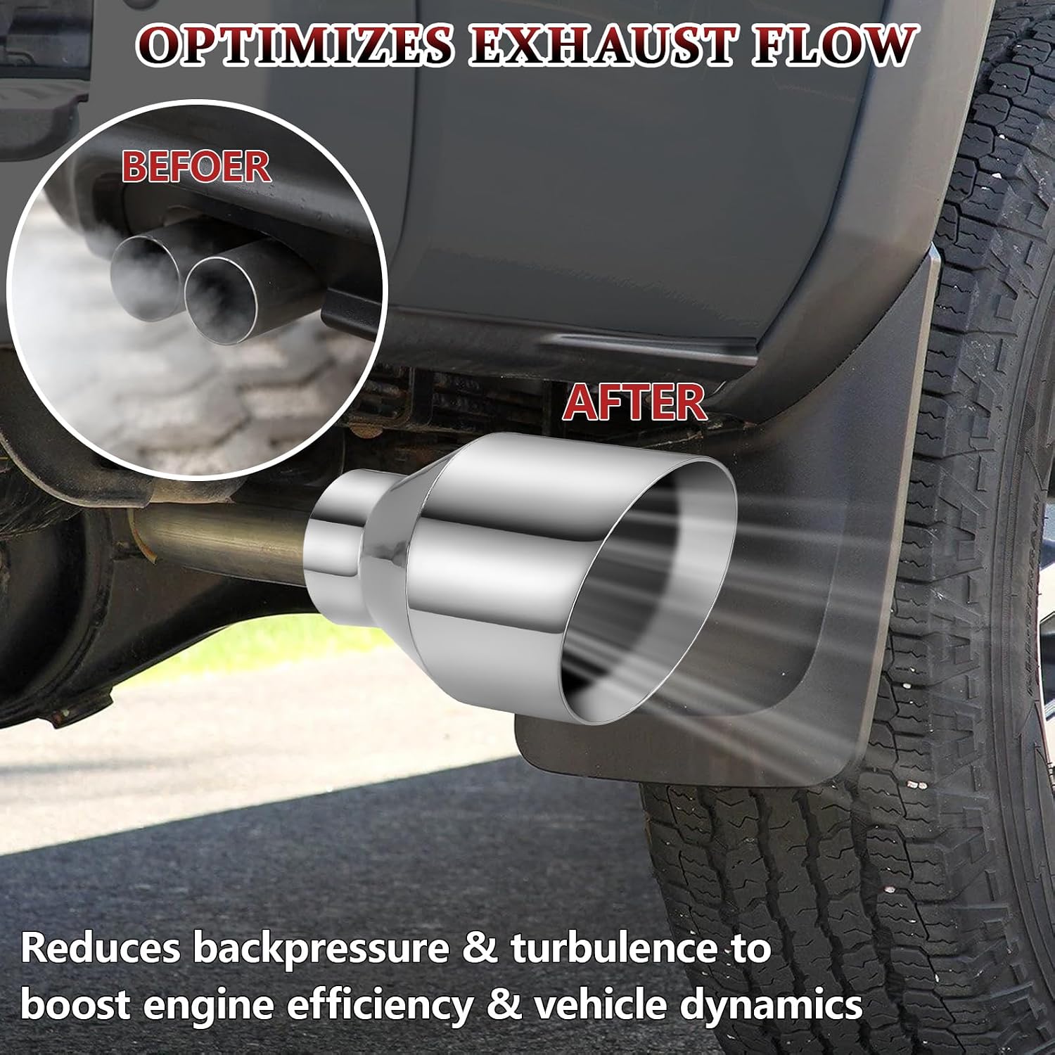 Exhaust Tip 2.5" Inlet 4.5" Outlet 7" Long, High Performance Stainless Steel, Rustproof Polished Finish, Double Wall Design, Weld-On Diesel Tail Pipe, Universal for Car Truck