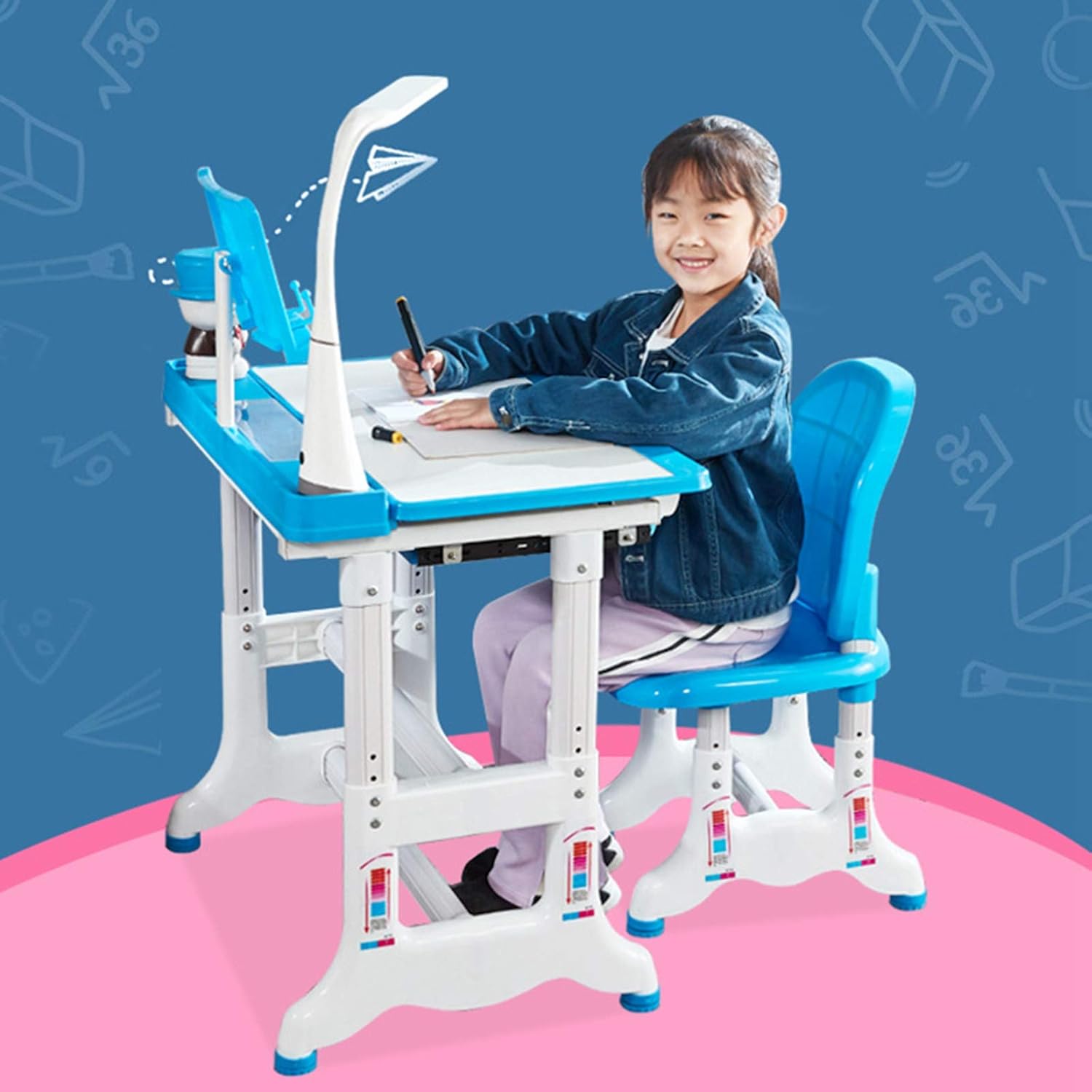 Buy DSVF Kids Children Desk and Chair Set, Height Adjustable Children