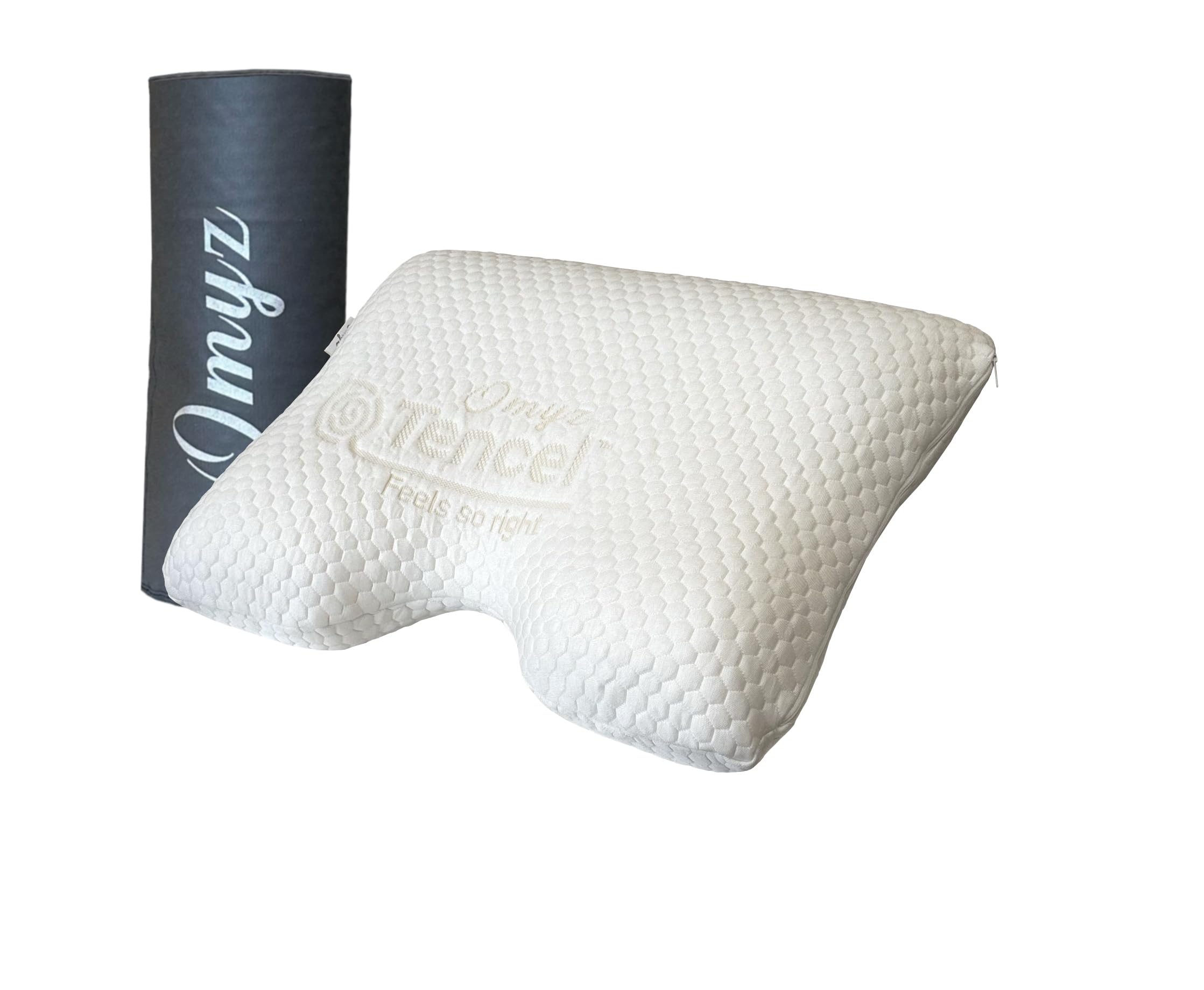 Oreiller VEGE Duo à mémoire de Forme Ergonomique - Soutien des cervicales - Housse thermorégulée en Tencel certifiée Oeko TEX Blanc 55 x 40 cm