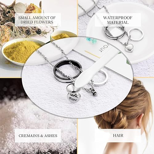 Miniatura 4 de XIUDA Collar de urna de cremación para cenizas, recuerdo tallado con recuerdo eterno de acero inoxidable, joyería conmemorativa para cenizas