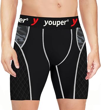 Youper Youth Elite Padded Sliding Shorts with Cup Pocket, Boys Compression Slider Shorts for Baseball & Football