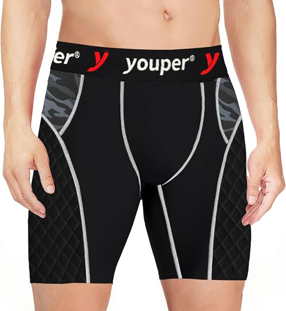 Youper Youth Elite Padded Sliding Shorts with Cup Pocket, Boys Compression Slider Shorts for Baseball & Football