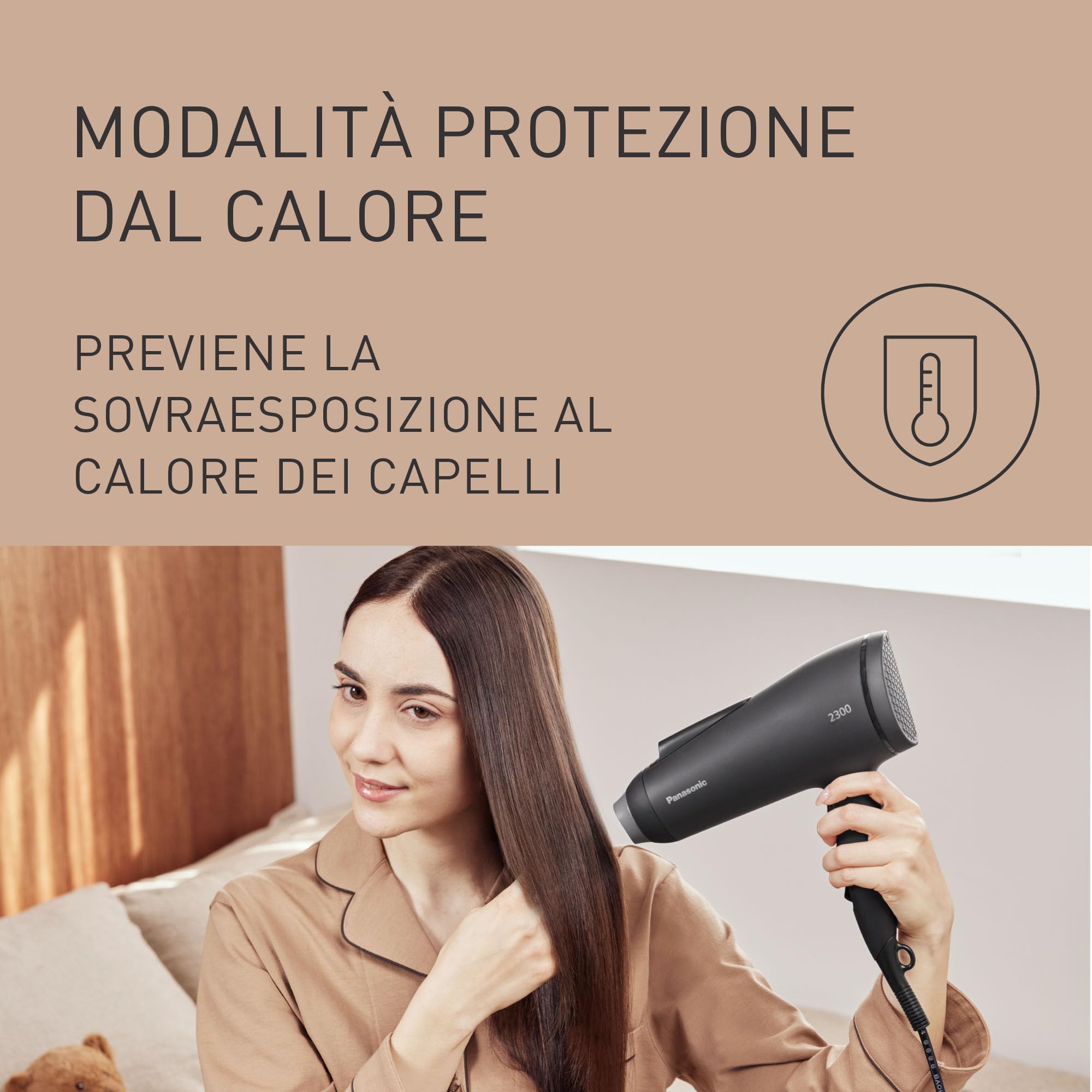 Panasonic EH-NE85-K825 Asciugacapelli agli Ioni Serie Fast Dry con Diffusore, Beccucci Air Boost e Concentratore, Modalità Protezione dal Calore, Tecnologia agli Ioni, 2300W, Filtro Easy-Clean, Nero