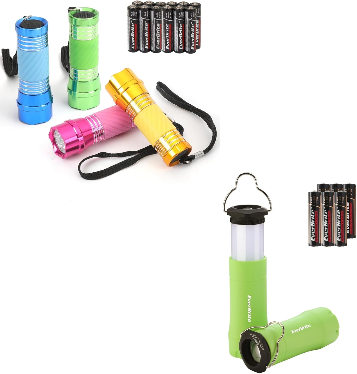 EverBrite 4-Pack Mini LED Aluminum Flashlight & 2PC 2-in-1 Mini Lanterns and Flashlights