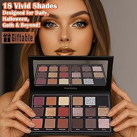 Prism Makeup Matte Eyeshadow Palette Pro 18 Colors Pigmented Shimmer Glitter Eye Shadow Palette, Long Lasting Waterproof Smokey Powder Cosmetics Halloween Makeup Kit (01 Seductress)