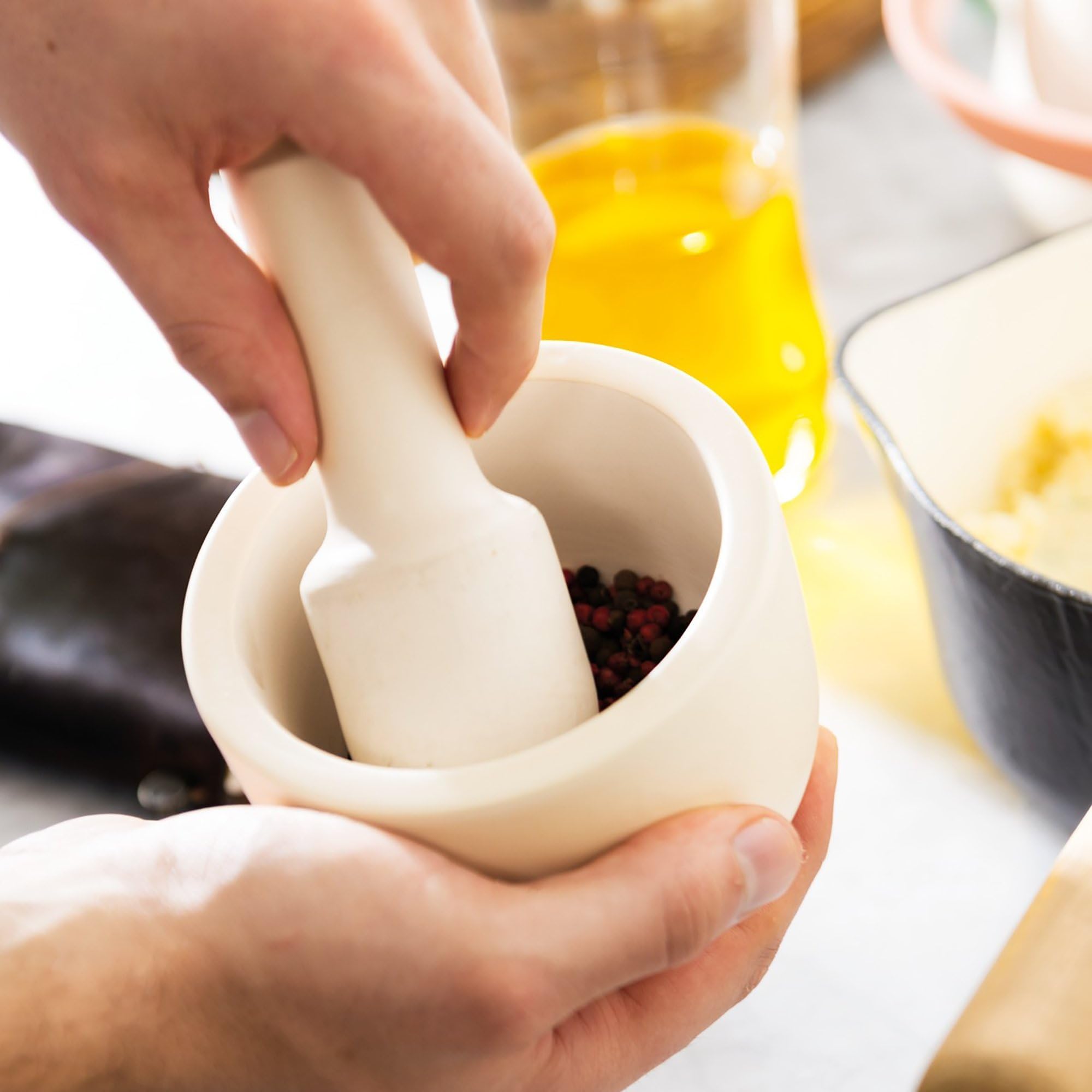Juego de mortero y maja, kit versátil para triturar nueces, y cocina