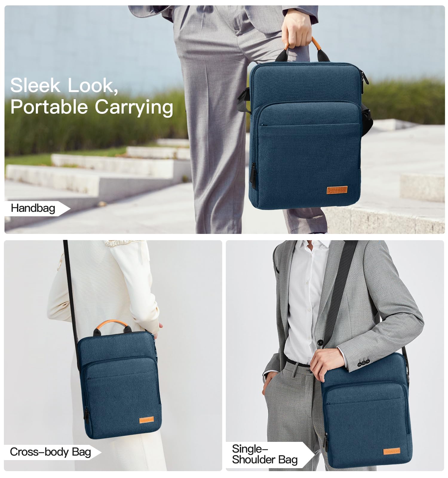 Dadanism 9-11" Custodia Protettiva Borsa con Tracolla per iPad (A16) 11", iPad Air 11" M4/M3, iPad Pro 11" M5/M4, iPad 10a Gen 10,9", iPad 9/8/7a Gen 10,2", Galaxy Tab A11+ 11", Indaco
