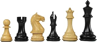 The Fierce Knight Staunton Wooden Chess Pieces in Ebonized Boxwood & Box Wood - 4.0" King
