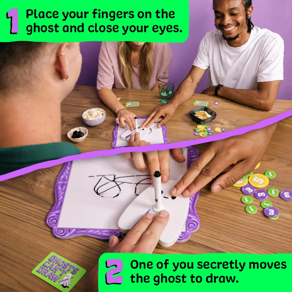 Ghosts Can't Draw – Jeu de société effrayant d'Halloween pour s'amuser en famille, jeu de dessin rapide et facile pour les enfants et les adultes, parfait pour les fêtes et les soirées Trick-or-Treat