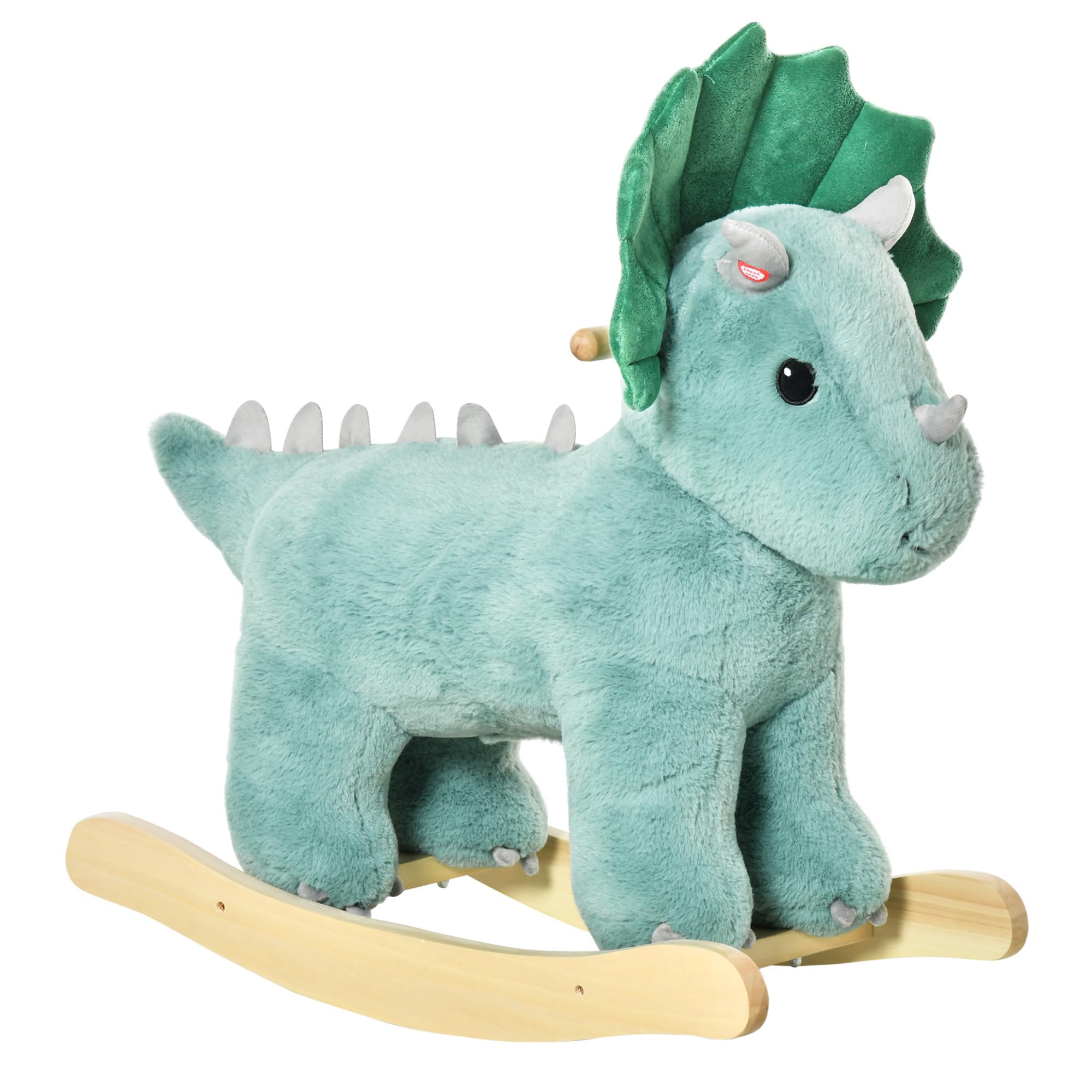 HOMCOM Cavallo a Dondolo per Bambini 3-6 Anni, Triceratopo, Verde Scuro