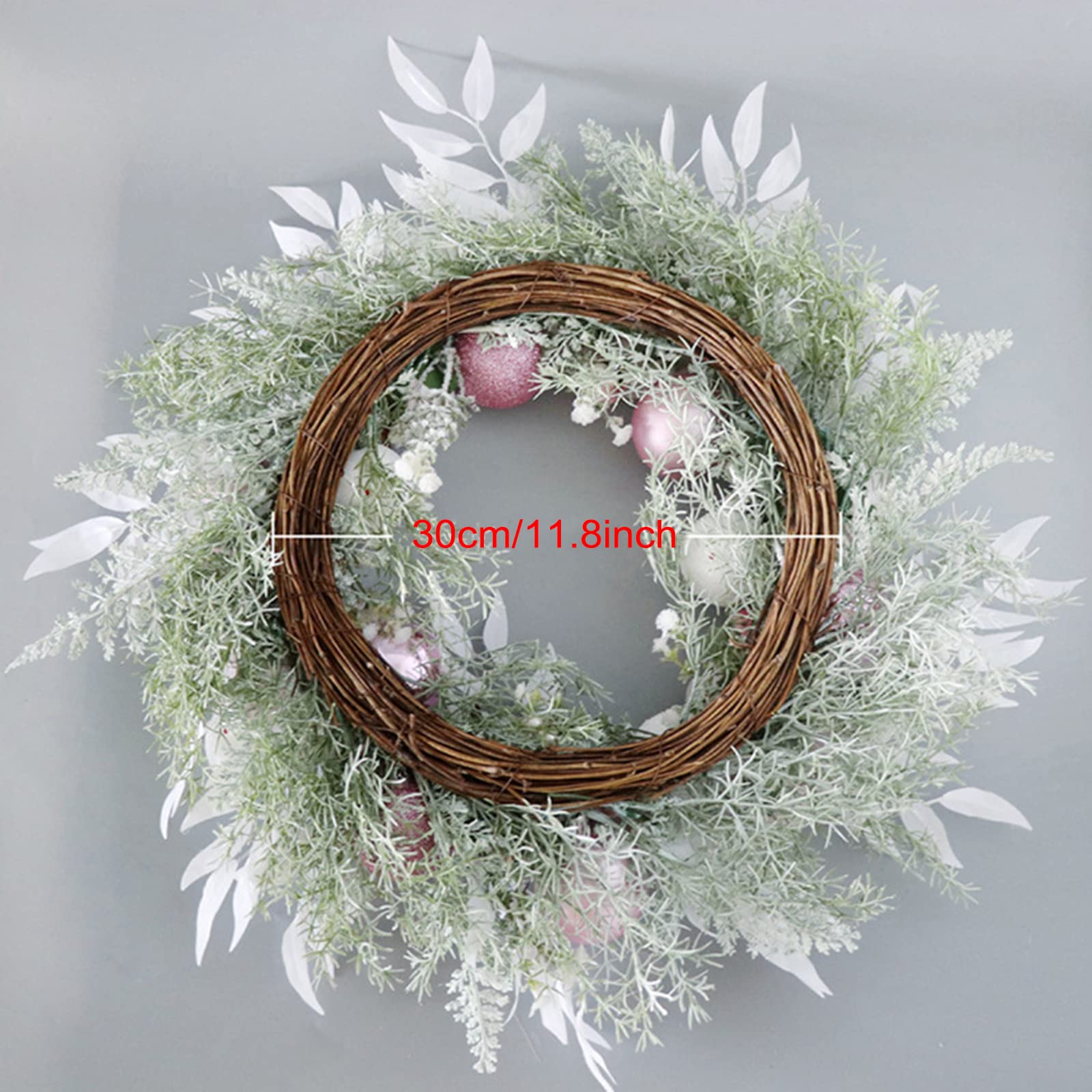 22 coronas de Navidad artículos navideños con rtificial rosa peonía eucalipto, brillante puerta delantera ventana colgante bola de Navidad corona para decoración de boda suministros festivos