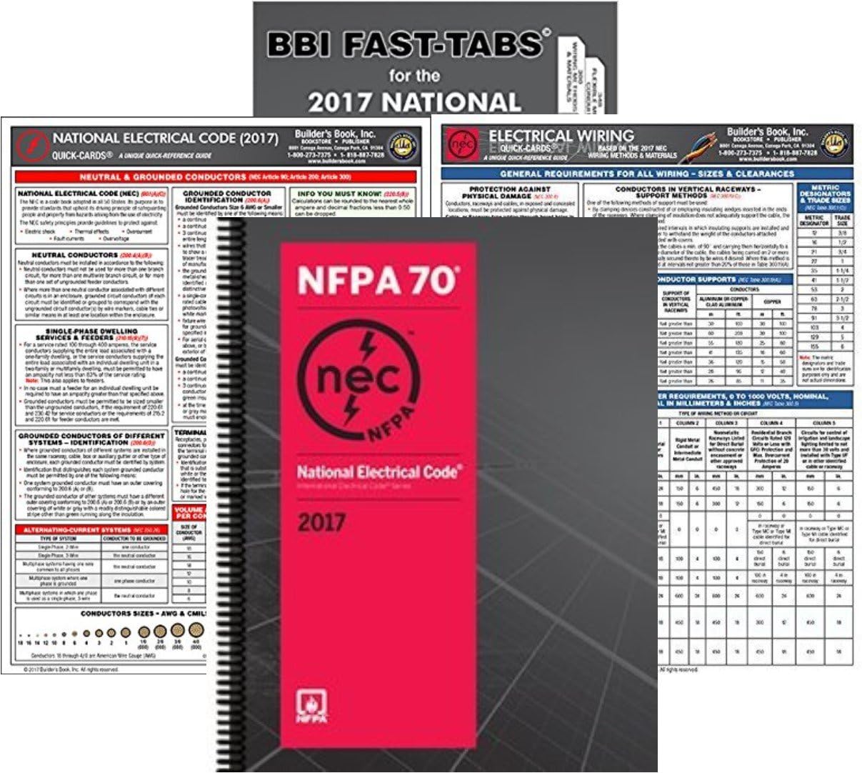 NFPA 70 2017: National Electrical Code, NEC, Spiralbound, NEC Fast Tabs, NEC Quick Card and Electrical Wiring Quick Card, 2017 Edition, Package