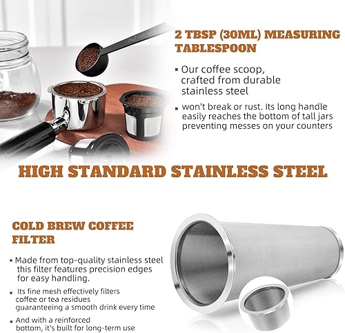 Miniatura 26 de Jarra de vidrio Mason Jar - Jarra de leche materna de 32 onzas con tapa de boquilla para vertido, sellado hermético, ideal para café frío, jugo