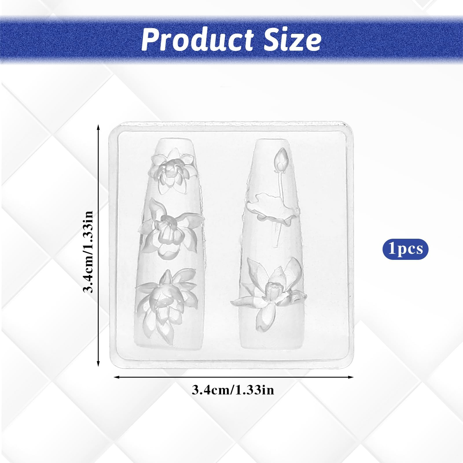 Stampi in Silicone Fiori 3D per Nail Art – Stampo Floreale per Resina Epoxy, Fiore di Loto, Decorazioni Unghie in Gel 3D incisione, Stencil per Unghie in Silicone, Accessori per Manicure e Fai-da-te