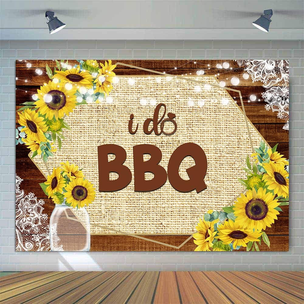 I Do BBQ Engagement Party Backdrop, Vinyl 7x5ft Rustic Wood Photo Backdrop for Engagement Barbecue, Bridal Shower Engagement Announcement BBQ Party Wedding Party Background BJLSPH1722#1