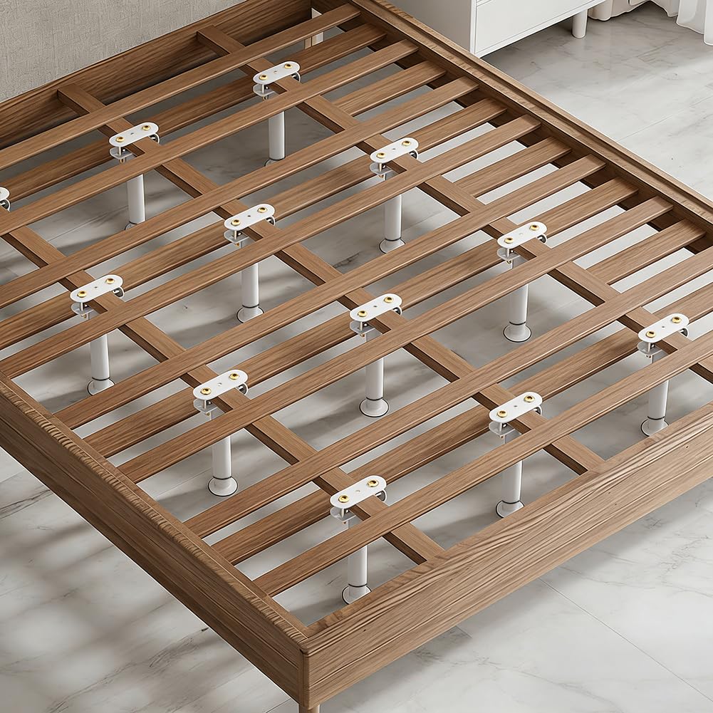 Patas de Cama Ajustables, Juego de 4 - Altura Regulable (25-42 cm) para Base, Somier o Canapé - Soportes Metálicos Robustos para Sofá, Armario o Mueble - Incluye Herramientas - Color Blanco