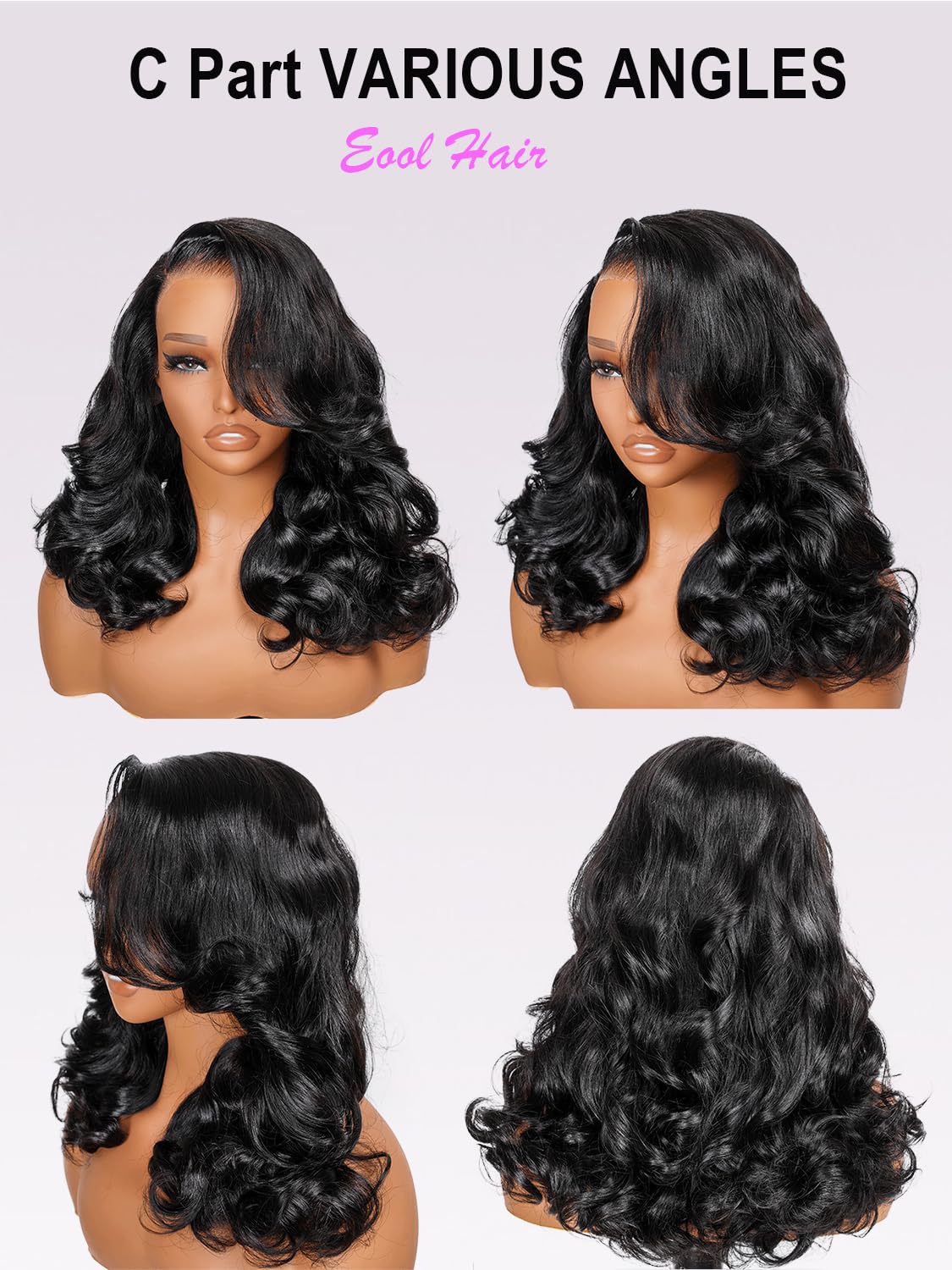 Layered Cut Curtain Bangs Face-Framing 7x6 Loose Body Lace Front Human Hair Wig Pre Plucked Pre Cut For Black Women,200 Density Side Part Wear And Go Glueless Wig Human Hair Natural Black 22 Inch - Image 3