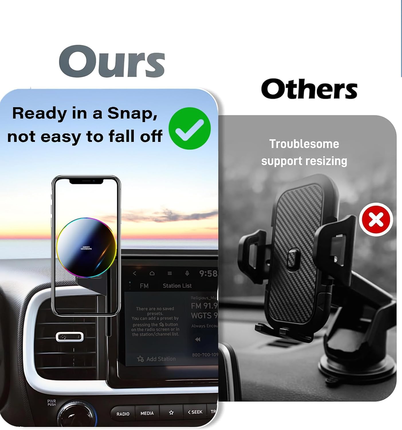 Car Phone Holder for Hyundai Venue 2020-2025 Accessories Apply to 8 Inch Touchscreen 15W Fast Wireless Charger Screen Fixed Clip HandsFree Cell Phone Mount 360° Rotation