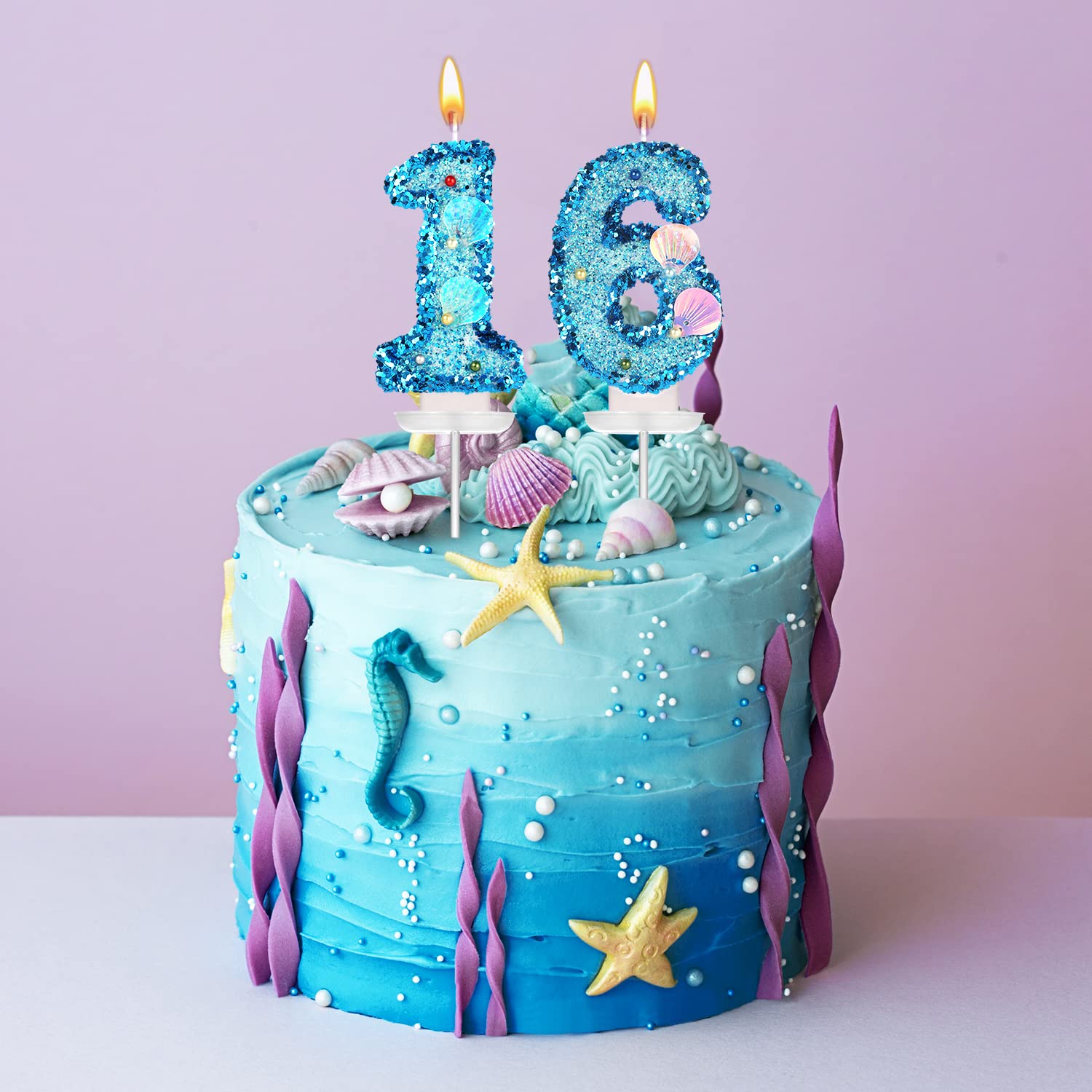 Amazon.co.jp: 3インチ シェル 誕生日番号キャンドル グリッター