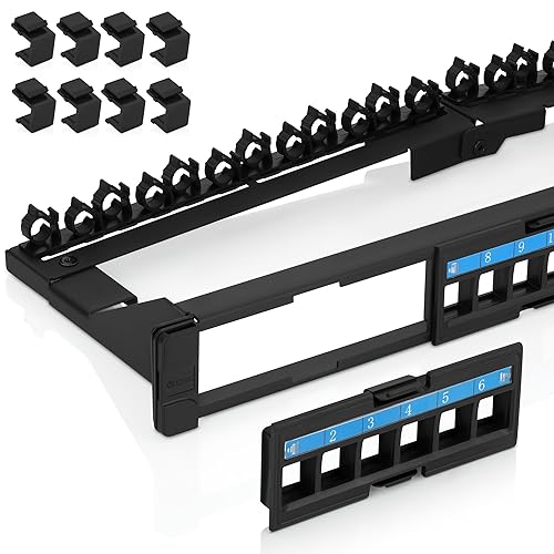 Everest - Panel de conexión Keystone de 24 puertos (paquete de 1)  Paneles extraíbles de 6 puertos  Uso solo con piedras trapezográficas de perfil