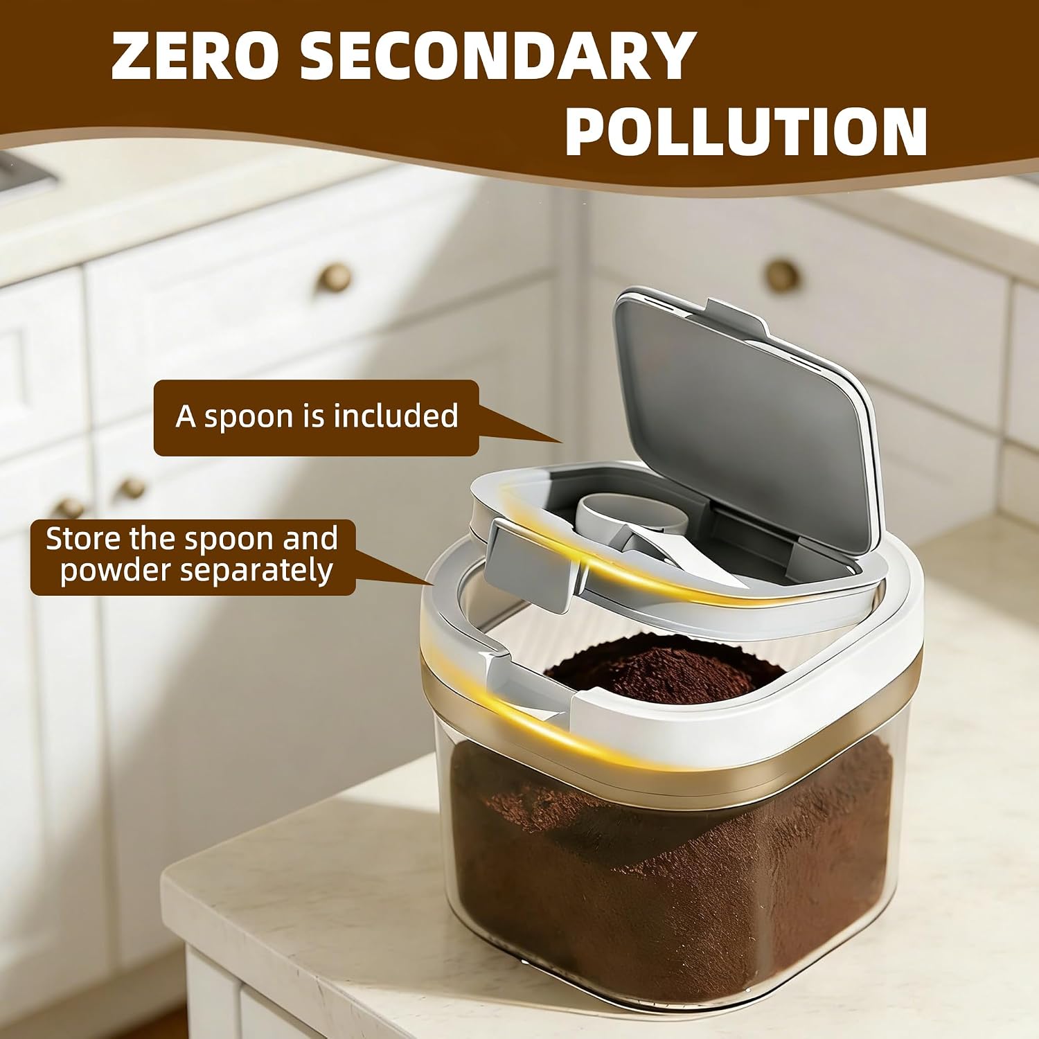 Airtight Coffee Canister, Coffee Storage Container with Scoop, 1300ml