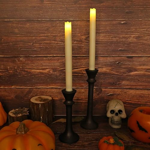 Miniatura 4 de JT17008 - Juego de 2 candelabros decorativos rústicos para centro de mesa, 7 x 9 pulgadas, color marrón