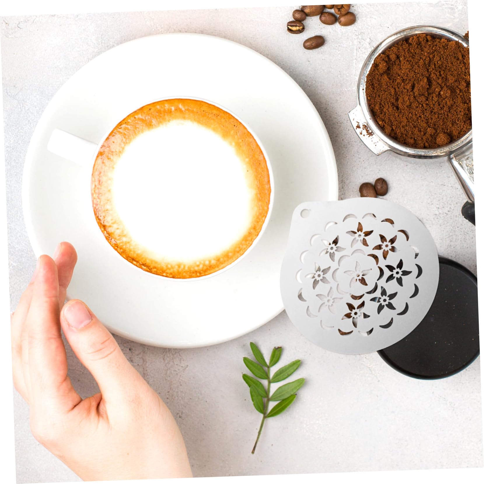 Ciieeo 3juegos Plantillas De Café Inoxidable Para Decoración De Latte y Cappuccino Moldes Reutilizables Para Arte De Leche Fácil De Limpiar y Usar