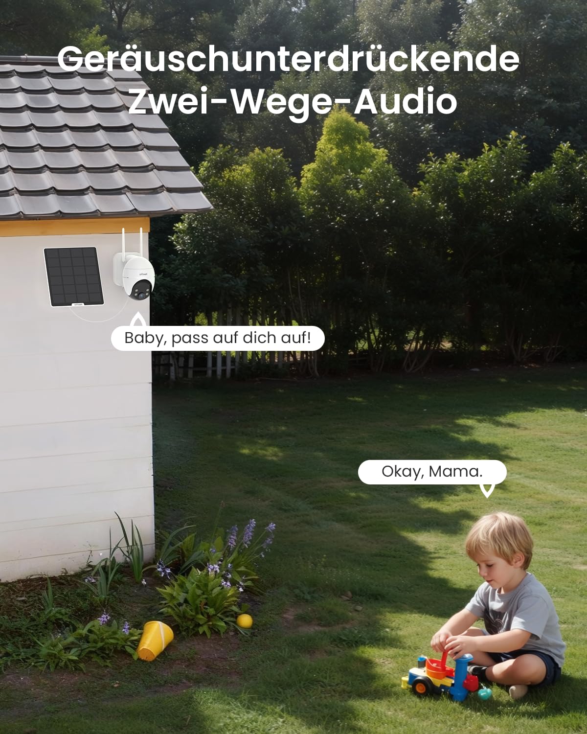 ieGeek 24/7 AOV Überwachungskamera Aussen mit Auto-Tracking, 2K 360° PTZ Kamera Solar mit 5W Solarpanel & 9000mAh Akku, 30m Farbnachtsicht, Camera Outdoor WLAN Kabellos mit Intelligente Erkennung, S7